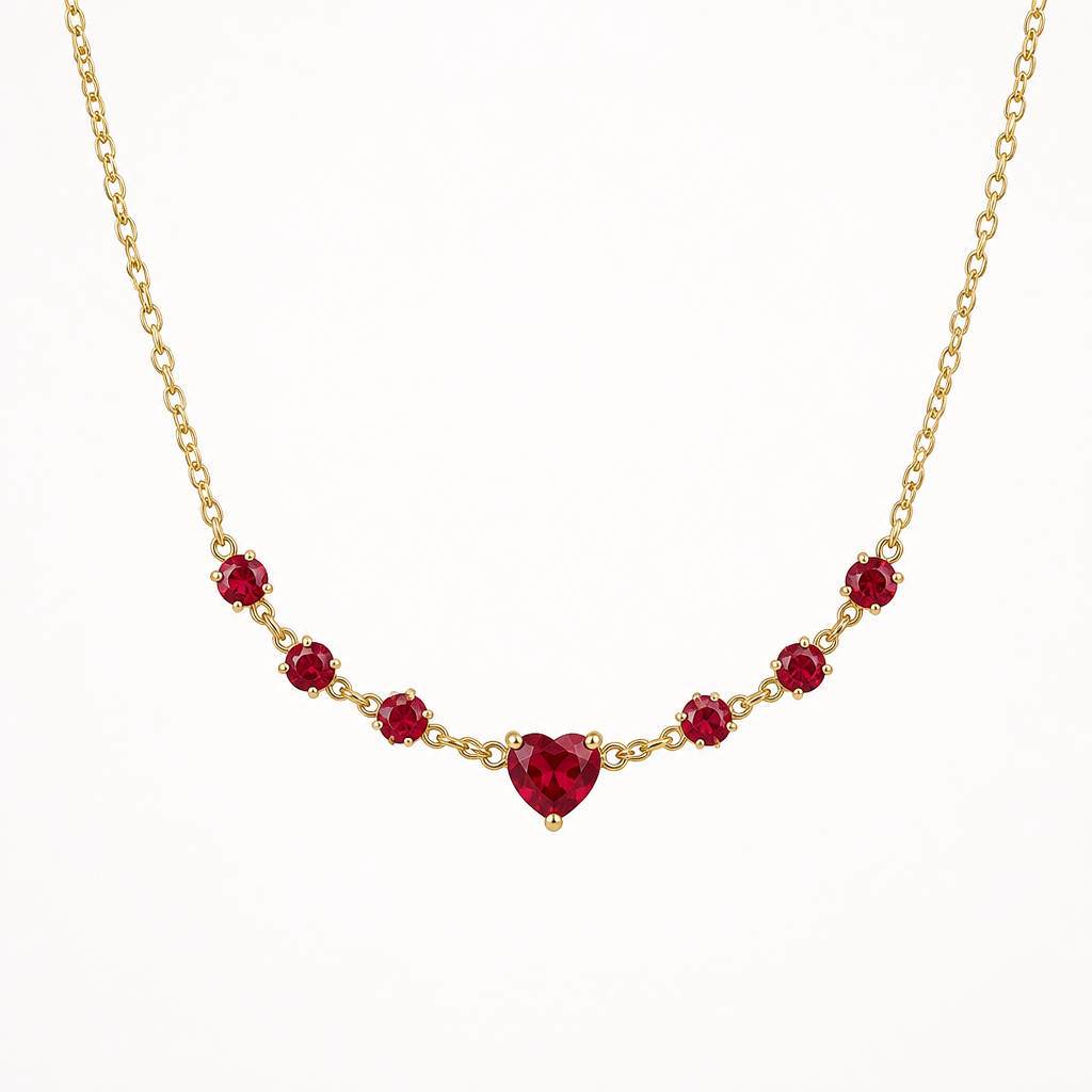 A chain women's necklace made of gold with ruby stones suitable for daily wear. Innamorata Kwintas ni Alejandra replica
photorealistic jewelry design, A chain women's necklace made of gold with ruby stones suitable for daily wear. Innamorata Kwintas ni Alejandra replica, chain style, just the design no text