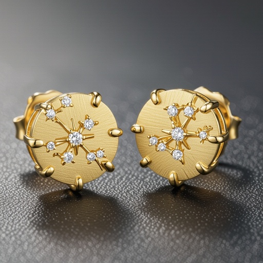  золотые матовые серьги в виде созвездия сириус