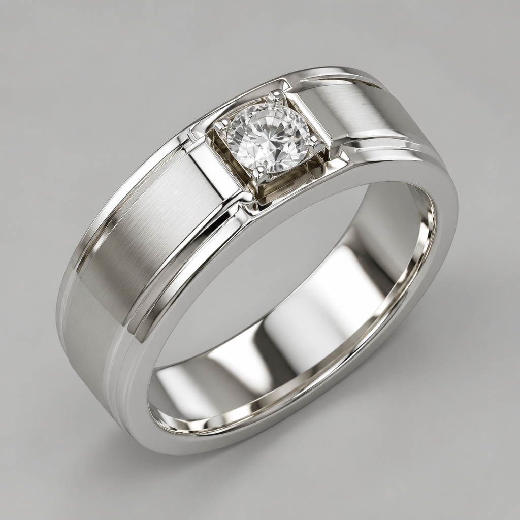 A modern men's ring made of silver with diamond stones suitable for daily wear. only diamond on senter make 3d design
photorealistic jewelry design, A modern men's ring made of silver with diamond stones suitable for daily wear. only diamond on senter make 3d design, modern style, just the design no text