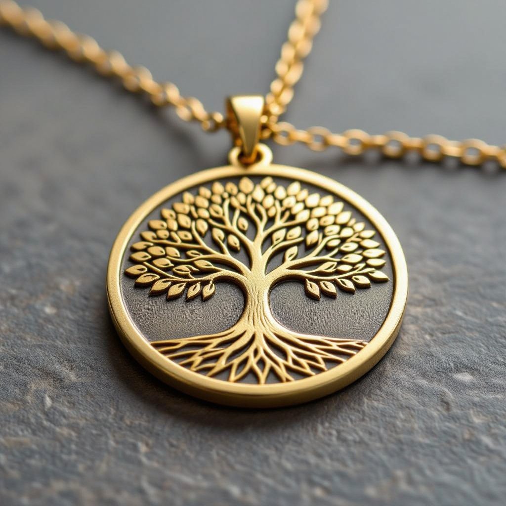 Золотой матовый медальон золотое выгравированное дерево