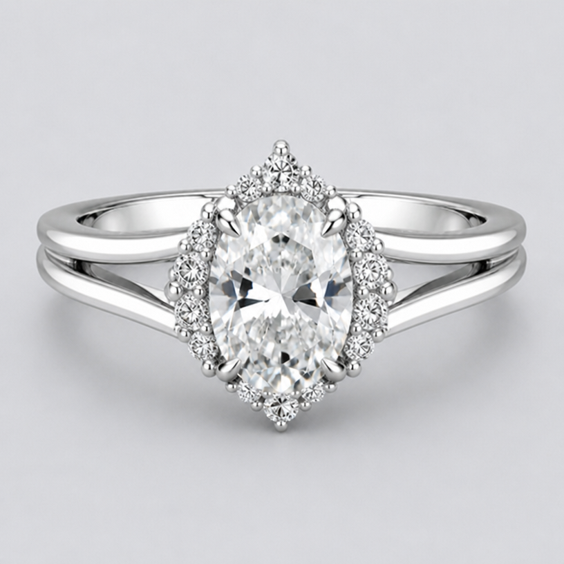 Remove pave band and make it plain white gold
edit the attached jewelry design with these instructions: Remove pave band and make it plain white gold. keep it photorealistic, just the design no text