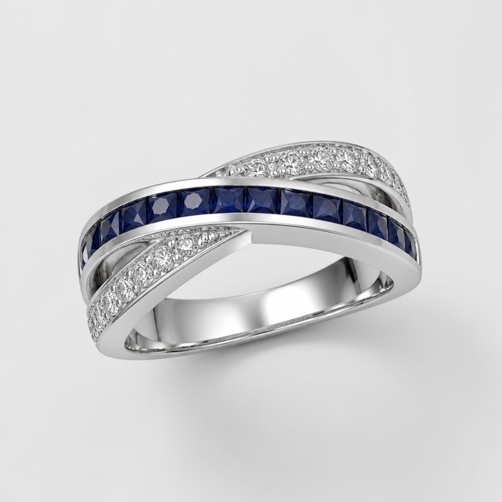 A women's ring made of white gold with sapphire and diamond stones suitable for anniversary. using a pair of sapphire and diamond hoop earrings, I would like to create a ring
photorealistic jewelry design, A women's ring made of white gold with sapphire and diamond stones suitable for anniversary. using a pair of sapphire and diamond hoop earrings, I would like to create a ring, modern style, just the design no text