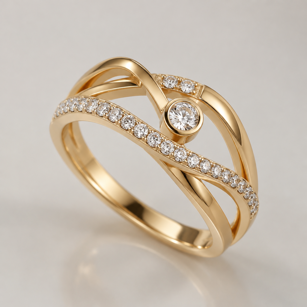 A modern women's ring made of gold with diamond stones suitable for daily wear. Creat new design
photorealistic jewelry design, A modern women's ring made of gold with diamond stones suitable for daily wear. Creat new design, modern style, just the design no text