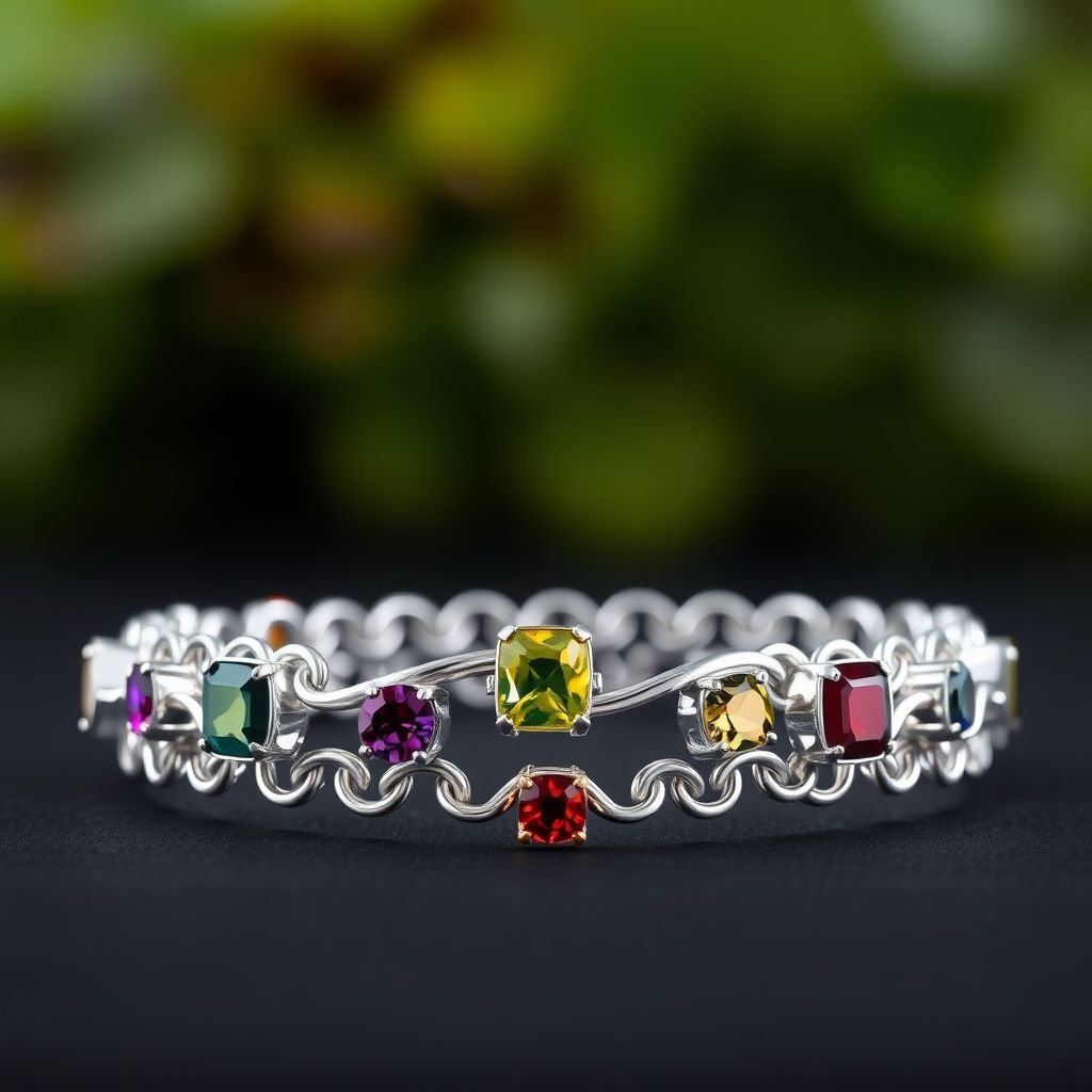 Full small gems with silver chain