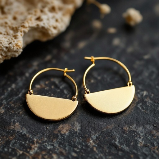 Серьги золотые в форме тонкого изящного полумесяца, полукруг как продолжение застежки, на полукруге надписи мантрами на санскрите