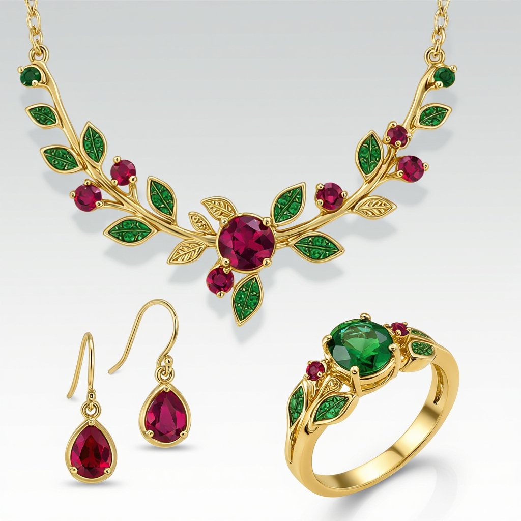 Necklace ,earring and ring design with colorful spinel