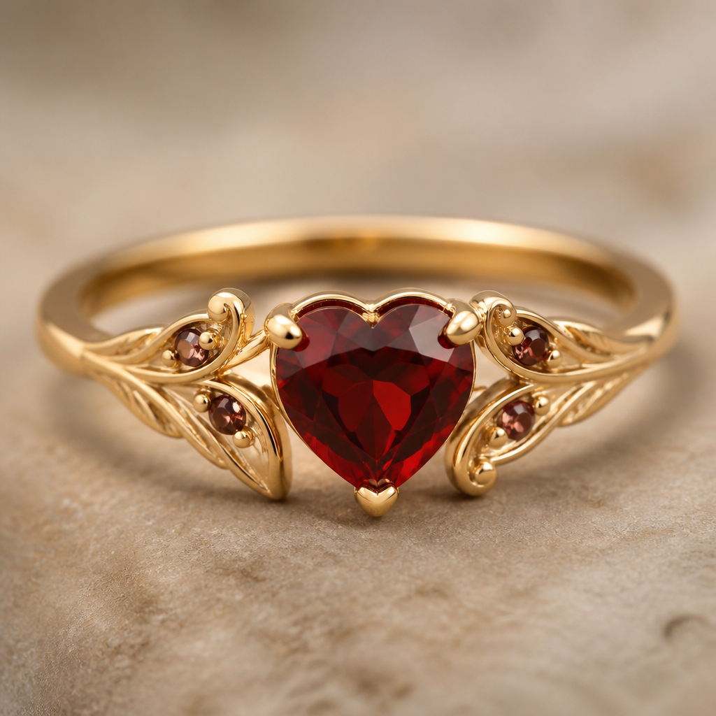 A nature-inspired women's ring made of gold with garnet stones suitable for gift. une bague Fine avec deux ailes entourant la Pierre taillée en coeur
photorealistic jewelry design, A nature-inspired women's ring made of gold with garnet stones suitable for gift. une bague Fine avec deux ailes entourant la Pierre taillée en coeur, nature_inspired style, just the design no text