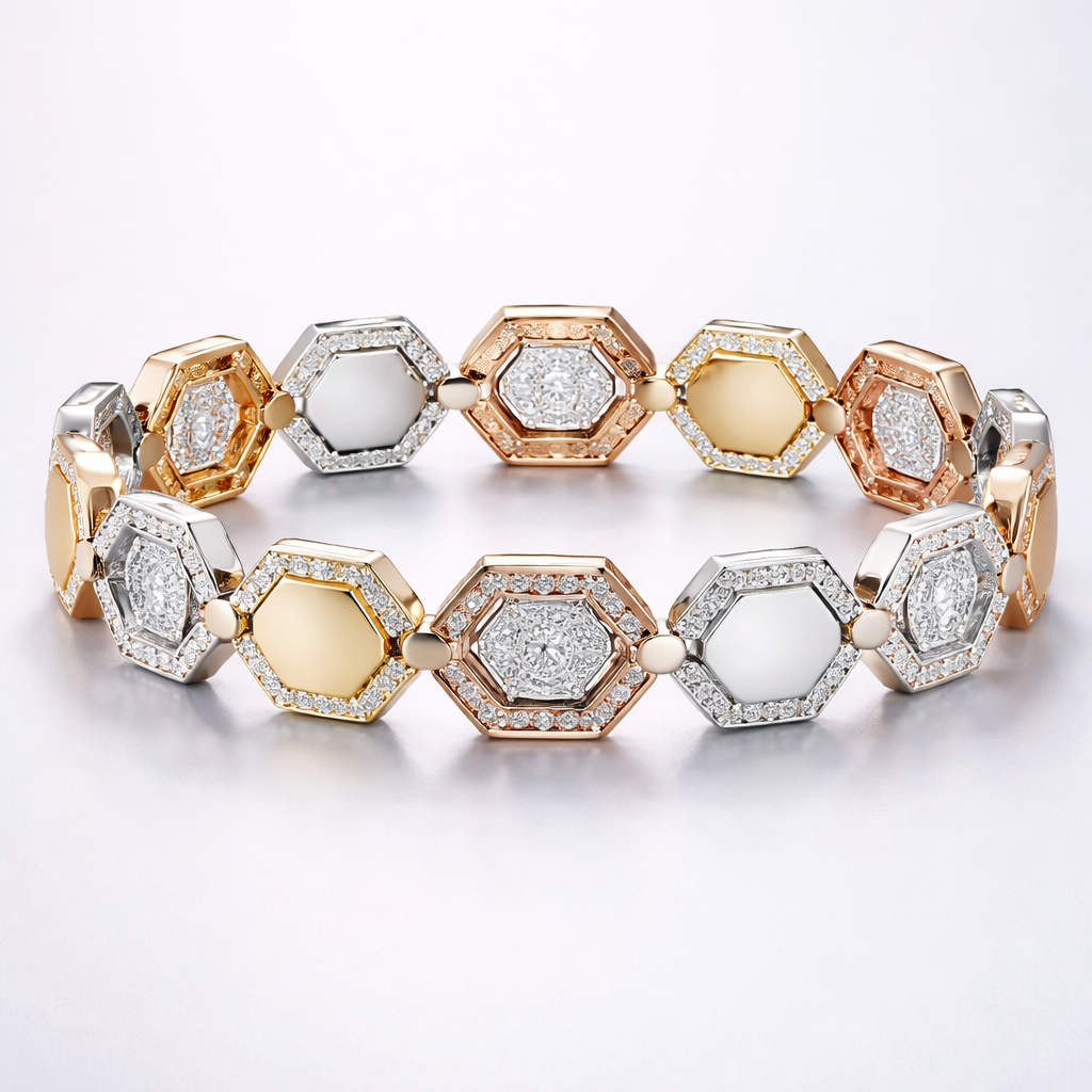 Create bracelet with hexagon and octagon alternatively