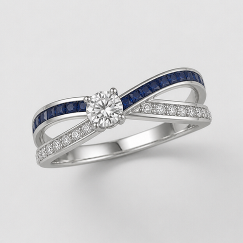 can we make something more classic luxury in design, can add a solitaire stone/s as needed to refine
edit the attached jewelry design with these instructions: can we make something more classic luxury in design, can add a solitaire stone/s as needed to refine. keep it photorealistic, just the design no text