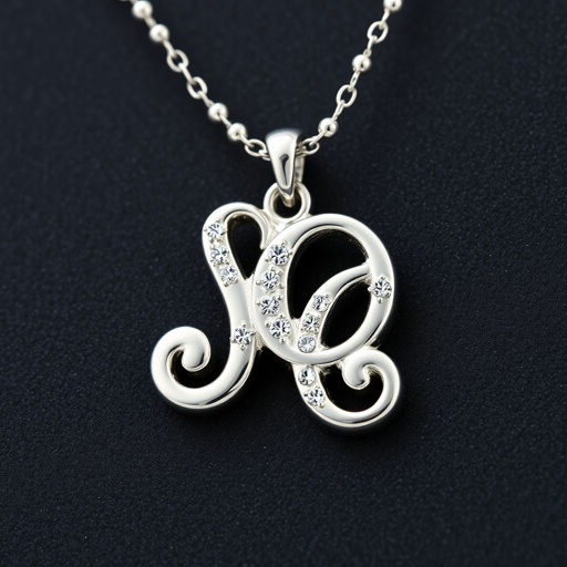 silver necklace with the pendant in letter SQ in a unique way with white  stones. Make it cute