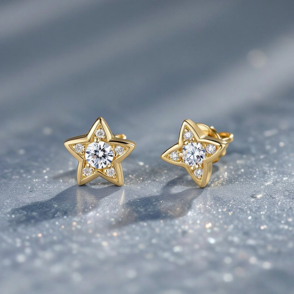 Небольшие золотые матовые серьги в виде созвездия