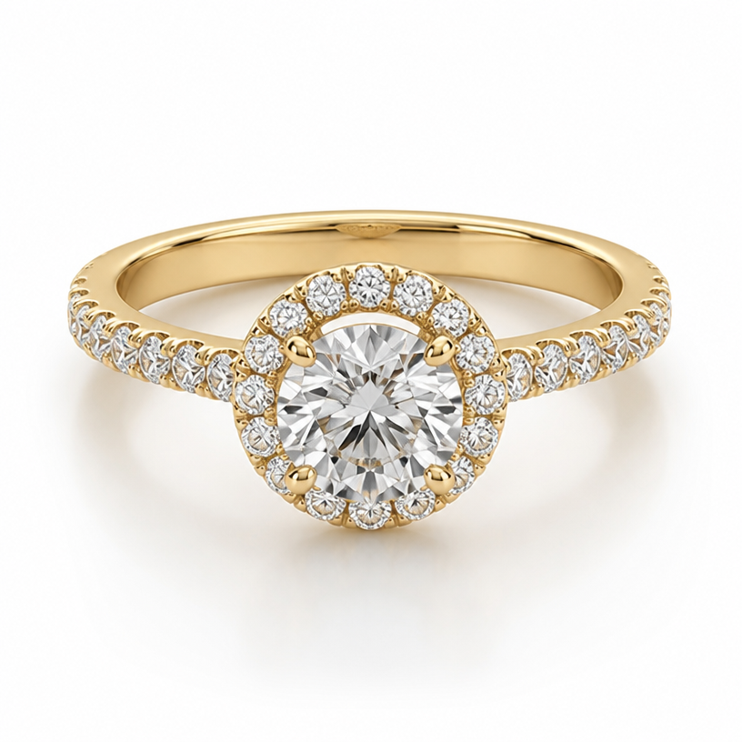 A women's ring made of gold with diamond stones suitable for engagement