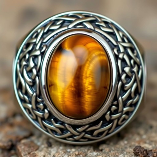 Stainless steel with an oval cut tiger’s eye