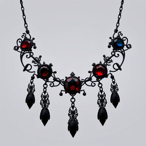 Necklace minimalist black changeable stones