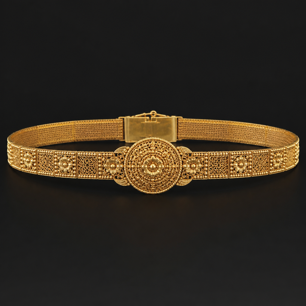 Gold belt
photorealistic jewelry design, Gold belt , just the design no text