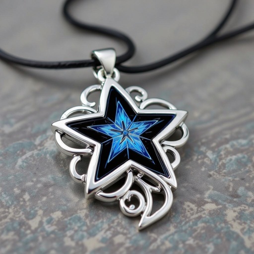 A black and blue star with the name kwame on it written in a skilled way you can’t see the name 