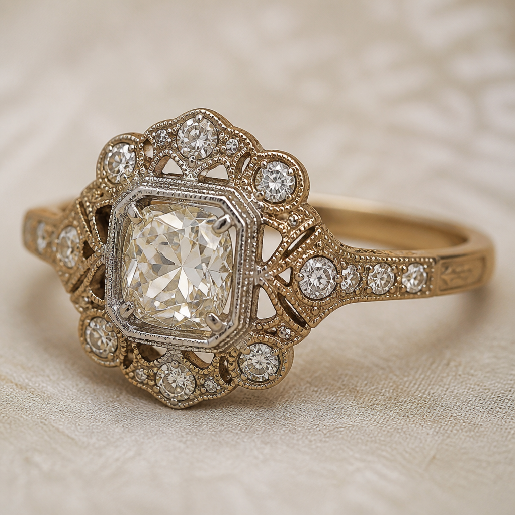 A vintage women's ring
photorealistic jewelry design, A vintage women's ring, vintage style, just the design no text