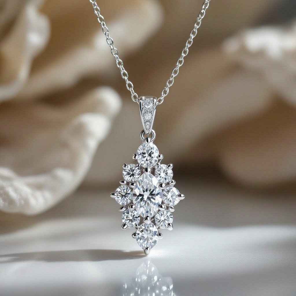 Multiple marquise diamond graduated pendant