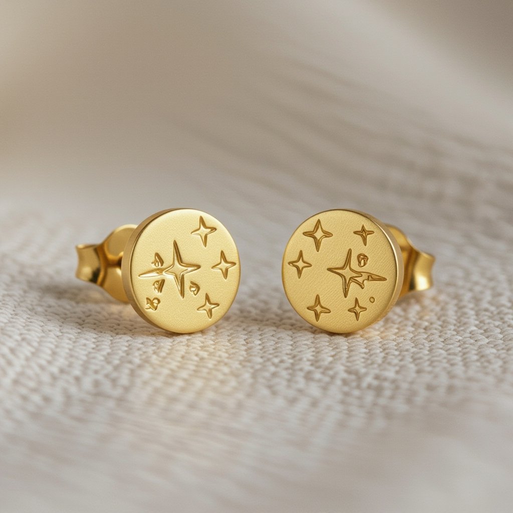 Небольшие золотые матовые серьги в виде созвездия