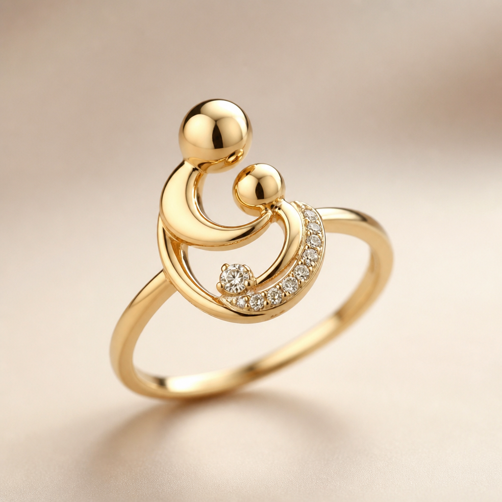 Can you create a ring using gold and diamonds that represents a mother
I mean the baby ring
Dont use any faces
I want it to be elegant
photorealistic jewelry design, Can you create a ring using gold and diamonds that represents a mother
I mean the baby ring
Dont use any faces
I want it to be elegant , modern style, just the design no text