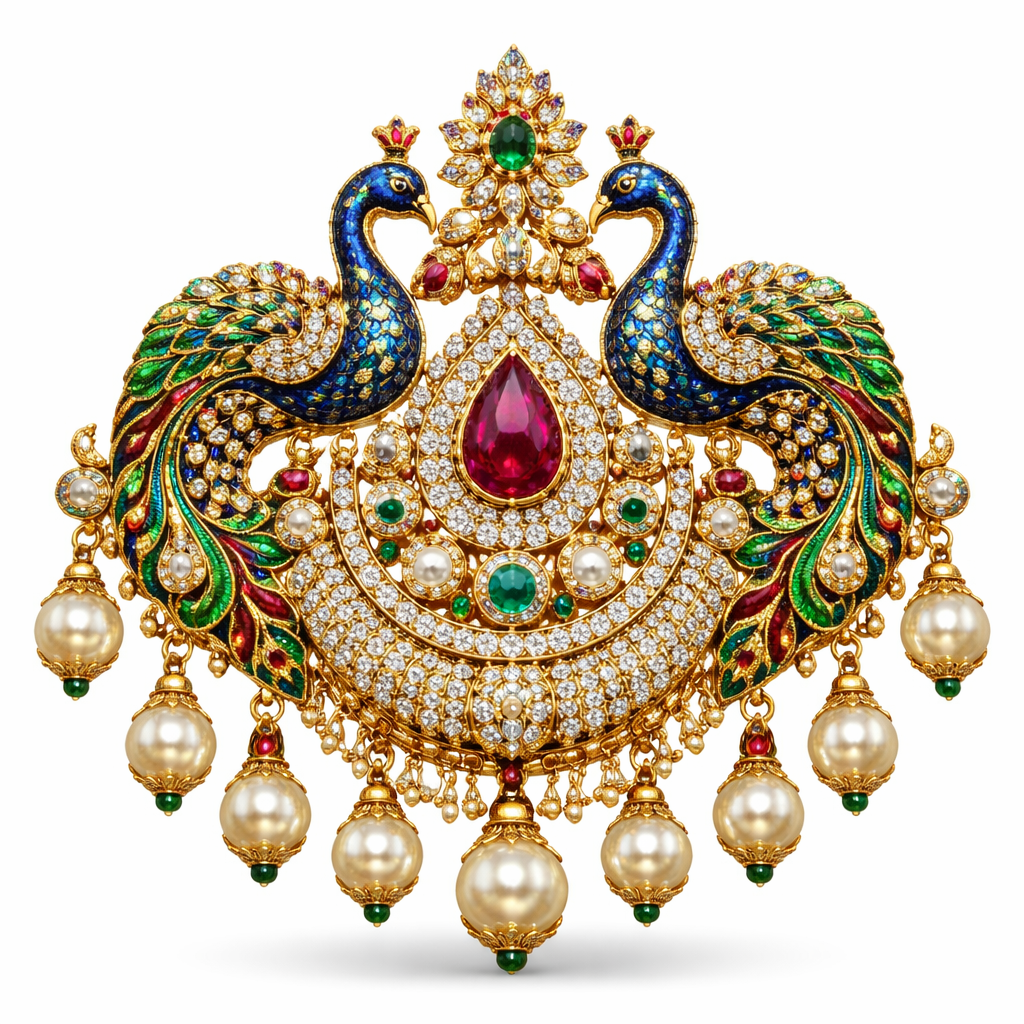 Jadau peacocks pendal design