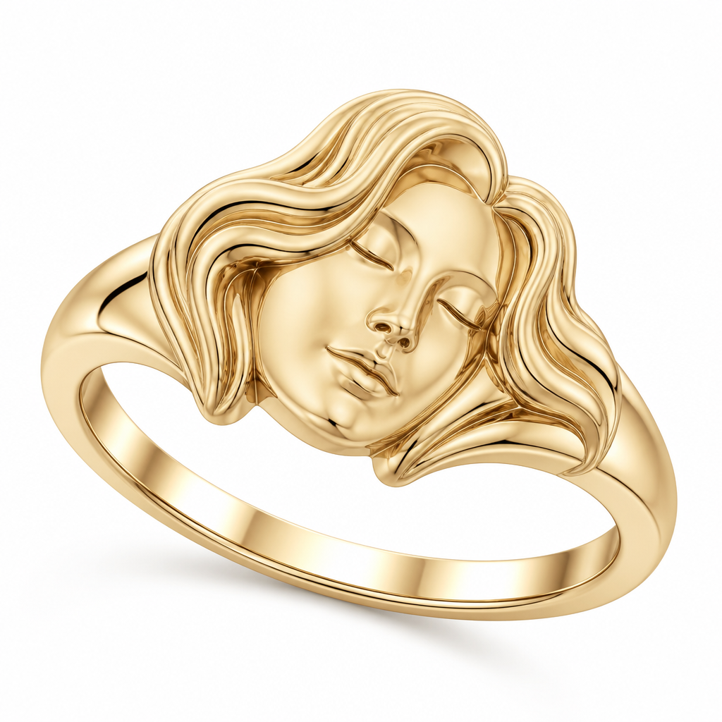 A women's ring. this same image of this face but the ring. Refinement: in oro
photorealistic jewelry design, A women's ring. this same image of this face but the ring. Refinement: in oro, just the design no text