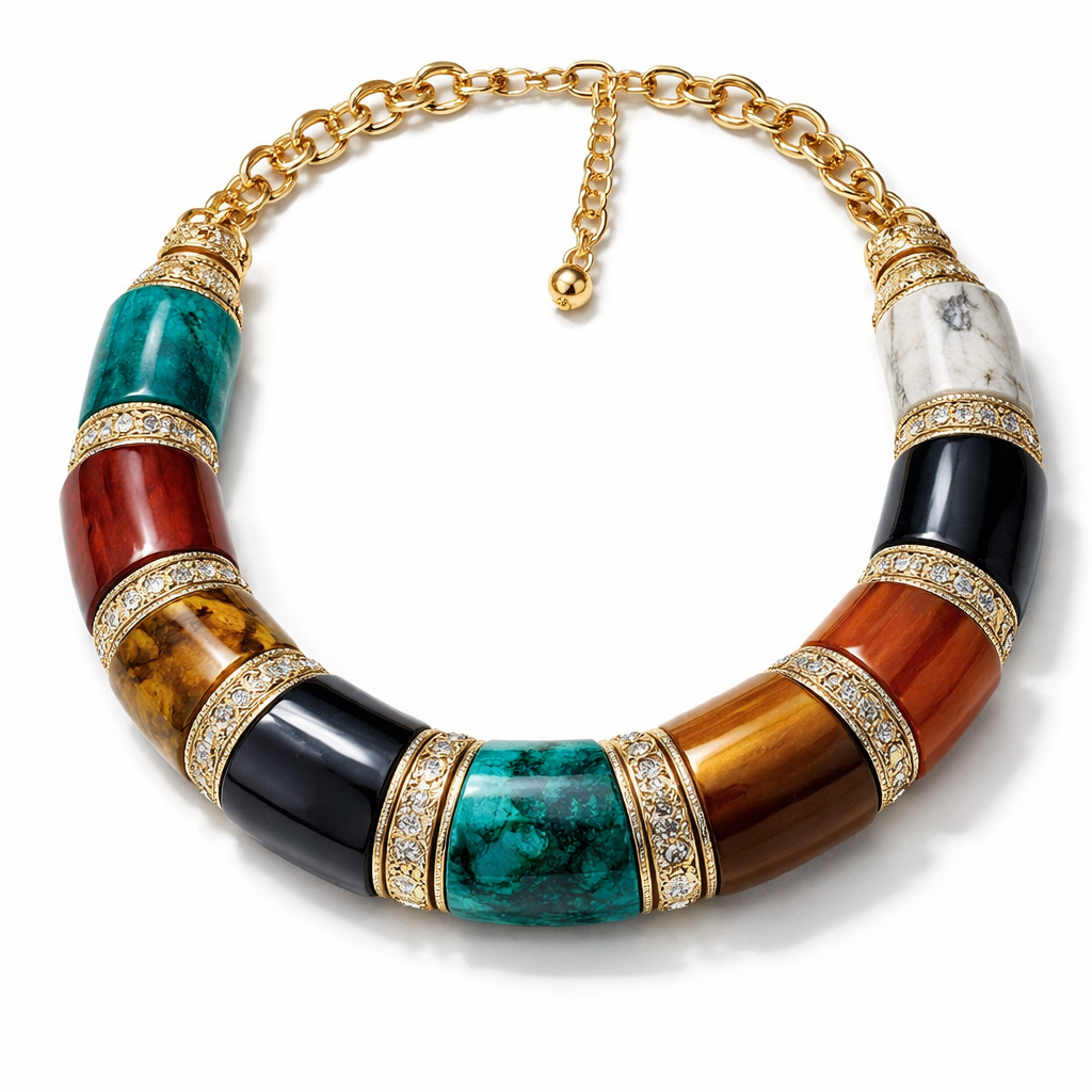 Necklace using large tube beads