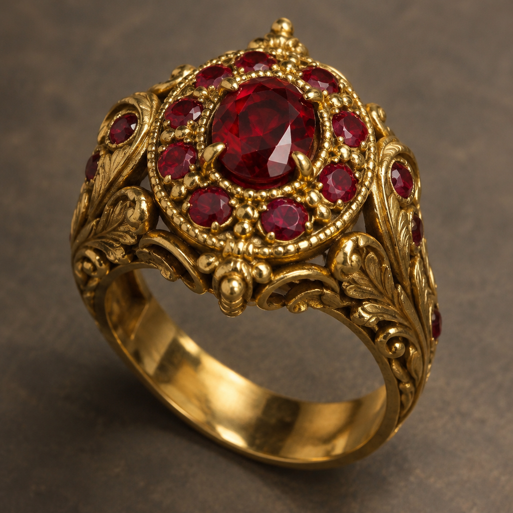 rote Diamanten, dickes Gold, antik
photorealistic jewelry design, rote Diamanten, dickes Gold, antik , vintage style, just the design no text