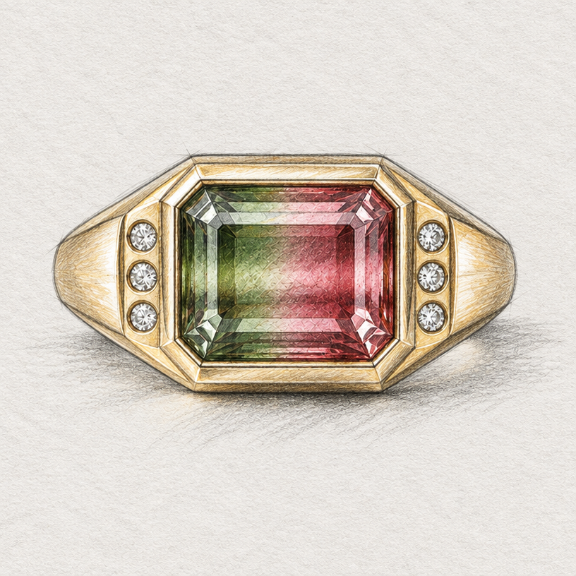 Now make it look like a sketch
edit the attached jewelry design with these instructions: Now make it look like a sketch. keep it photorealistic, just the design no text