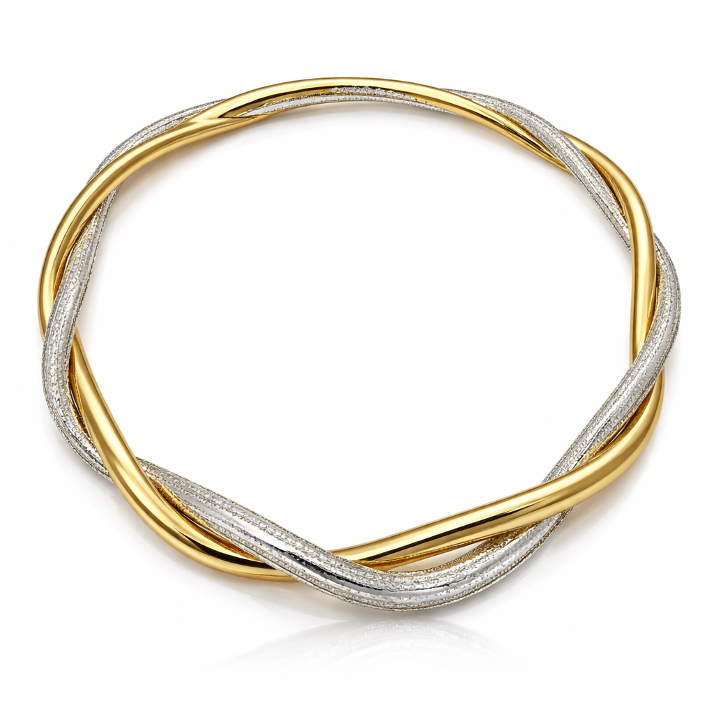 A necklace which is flexible but that is twisted