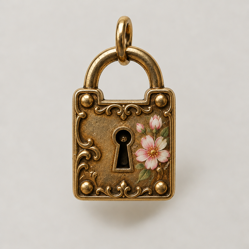 Do another version with a more rectangular lock
edit the attached jewelry design with these instructions: Do another version with a more rectangular lock. keep it photorealistic, just the design no text