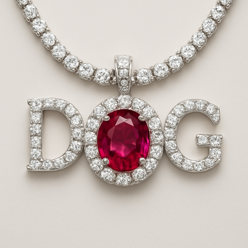ruby with D and G letters pendant 