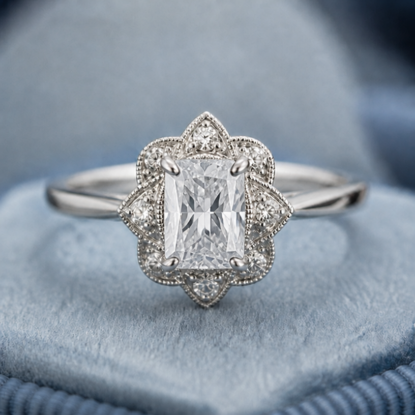 Change centre to white
diamond
edit the attached jewelry design with these instructions: Change centre to white
diamond. keep it photorealistic, just the design no text