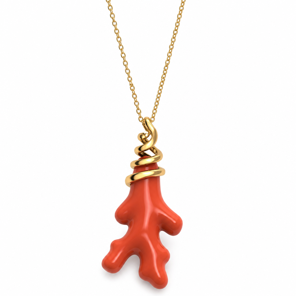 A women's ring. je veux créer un collier Long en acier inoxydable avec un gros pendentif en imitation corail une bélière en forme spirale
photorealistic jewelry design, A women's ring. je veux créer un collier Long en acier inoxydable avec un gros pendentif en imitation corail une bélière en forme spirale, modern style, just the design no text