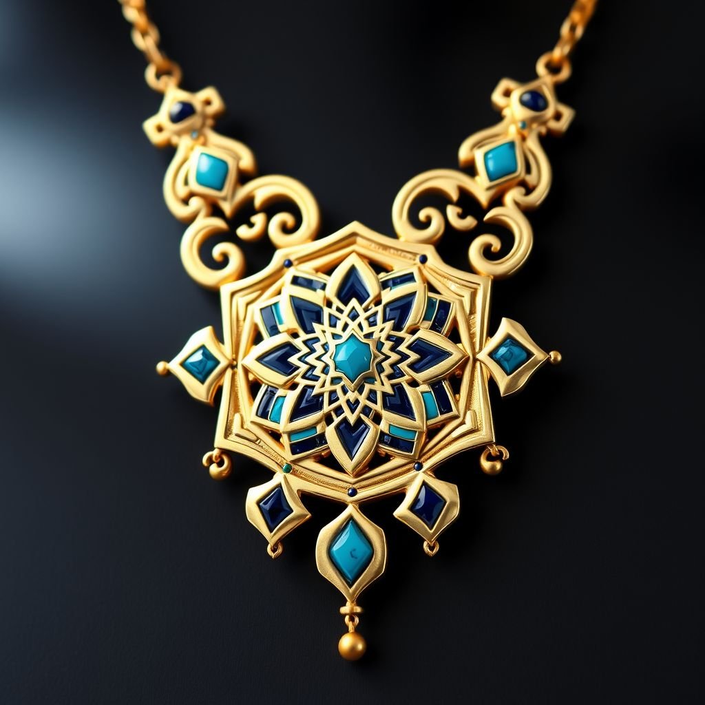 Necklace pendant with Iranian mogharnas design