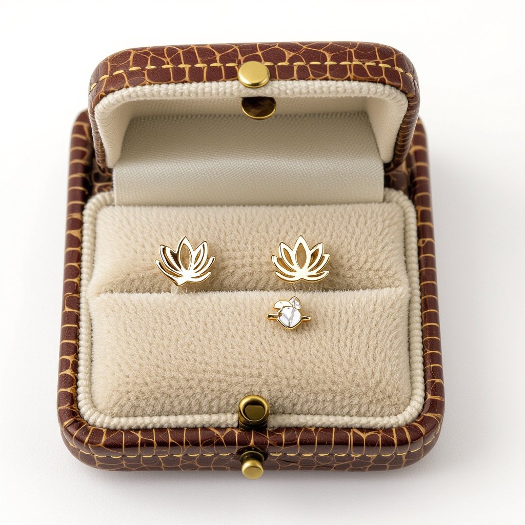 Ювелирная моносерьга в дополнительный прокол маленький лотос плоский