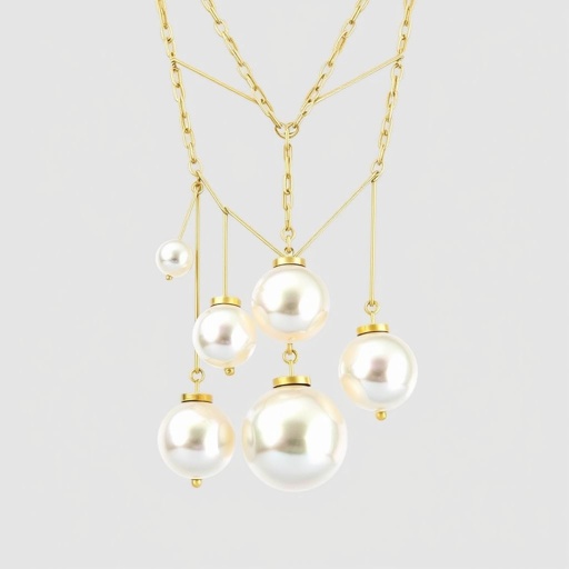 Round shaped Pearls with 14k gold chain
