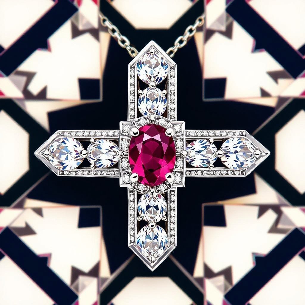 7x5mm oval pigeon blood ruby with 8 marquis cut diamonds each .08ct set in white gold pendant 