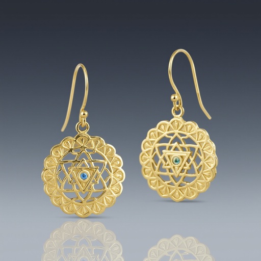  золотые матовые серьги в виде изображения чакры сахасрары