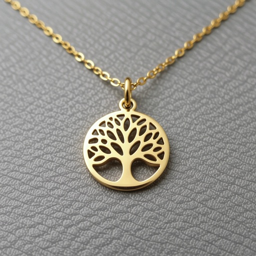 Золотой кулон с изображением дерева узоры с завитками