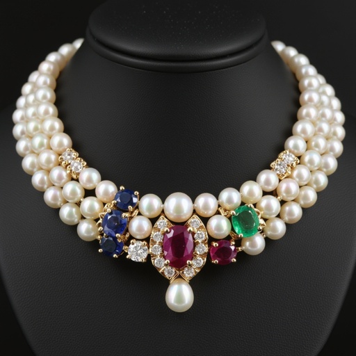 Necklace  pearl  and jwel