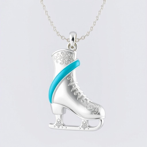Pendant shape one ice skate with turquoise stripe as thin part