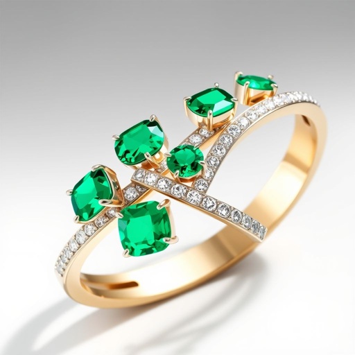 Emerald with diamonds bracelet