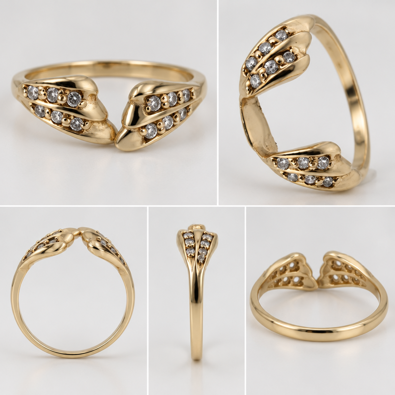 A women's ring. give me multiple views
using the attached image as a visual reference, create A women's ring. give me multiple views. photorealistic, just the design no text