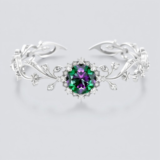 A white gold Alexandrite gemstone rose cut and diamond gemstones trillion, 30, with VVS and D carat bracelet