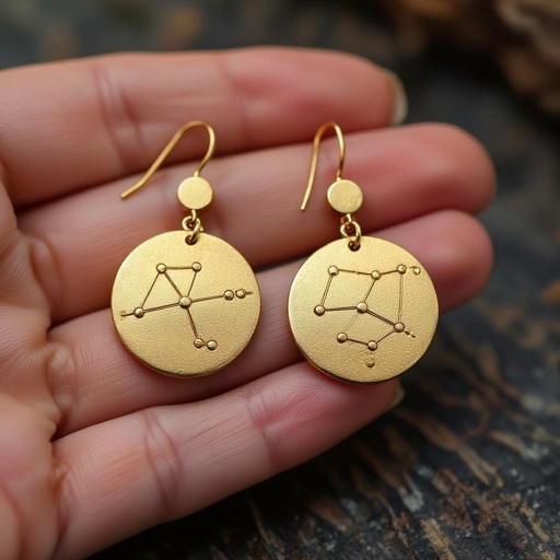  золотые матовые серьги в виде созвездия сириус