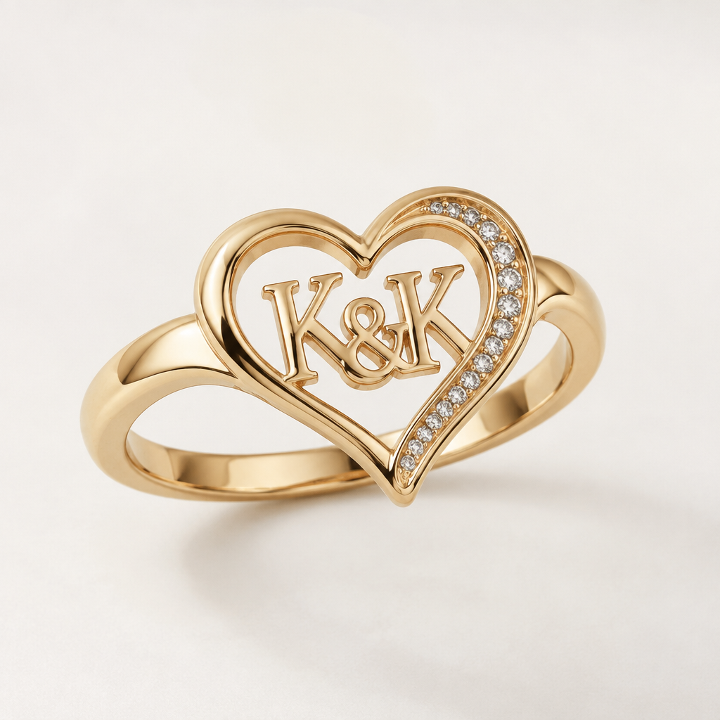 A women's ring. saya nak buat loket love dalam ada tulis k&k
photorealistic jewelry design, A women's ring. saya nak buat loket love dalam ada tulis k&k, modern style, just the design no text