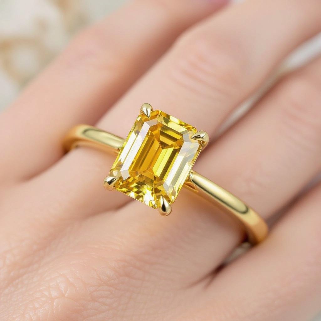 Make a ring with yellow sapphire emerald shape