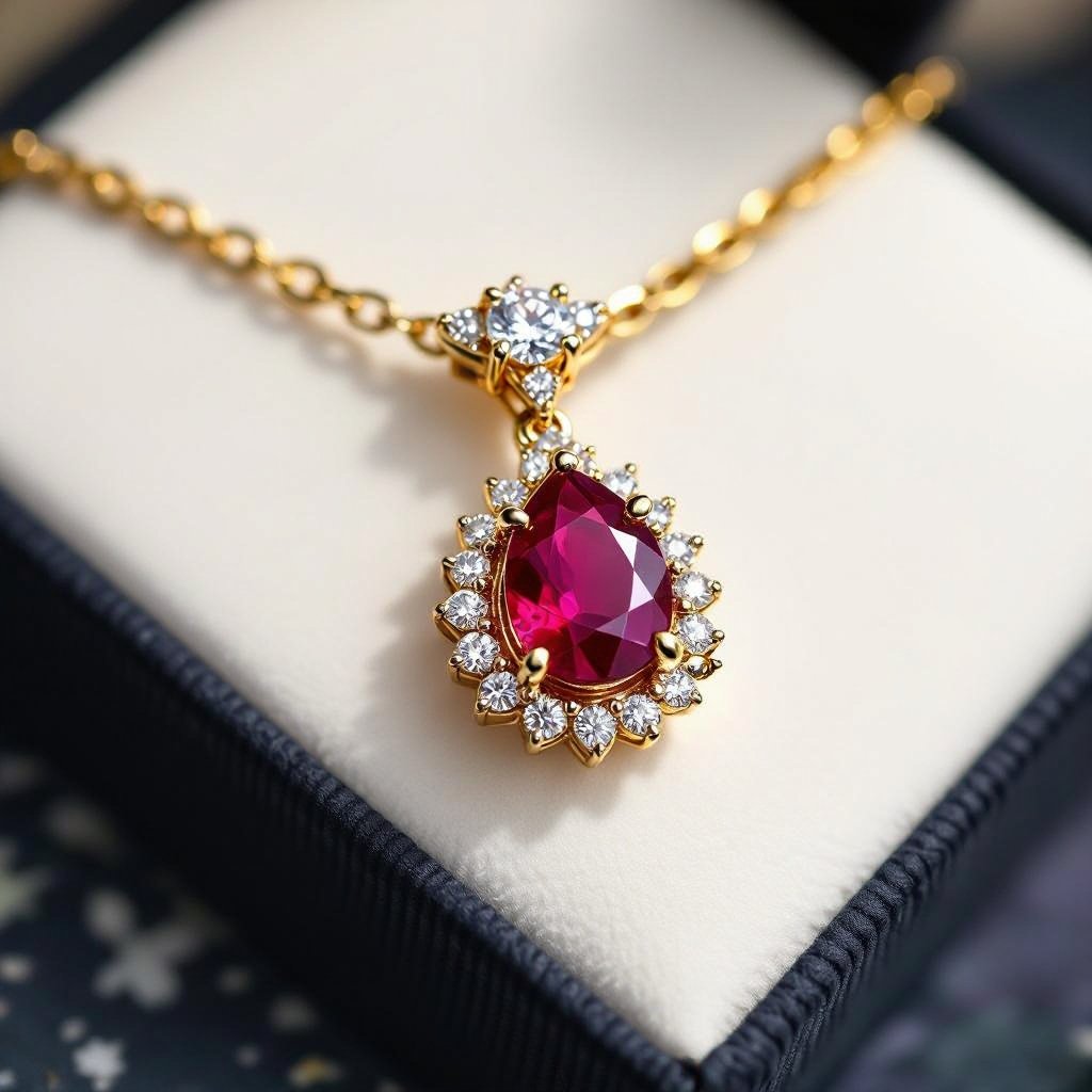 Necklace  ruby jewel dtyle