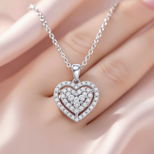 Catena con cuore pendente di traverso 